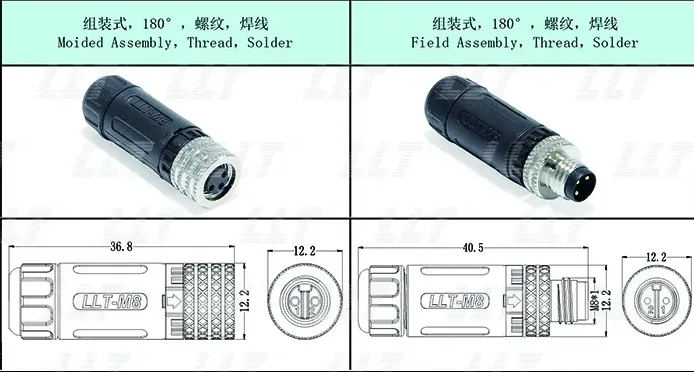 Industrial-Grade M8 Assembled Pin Connector